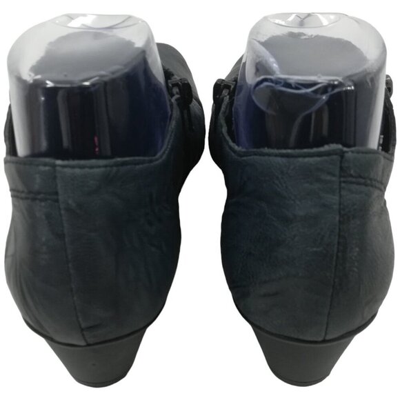 Rieker Side Zip Blue Block Heel Leather Comfort Shoes Size 40 US 9.5-10 Faux Fur - Picture 5 of 10